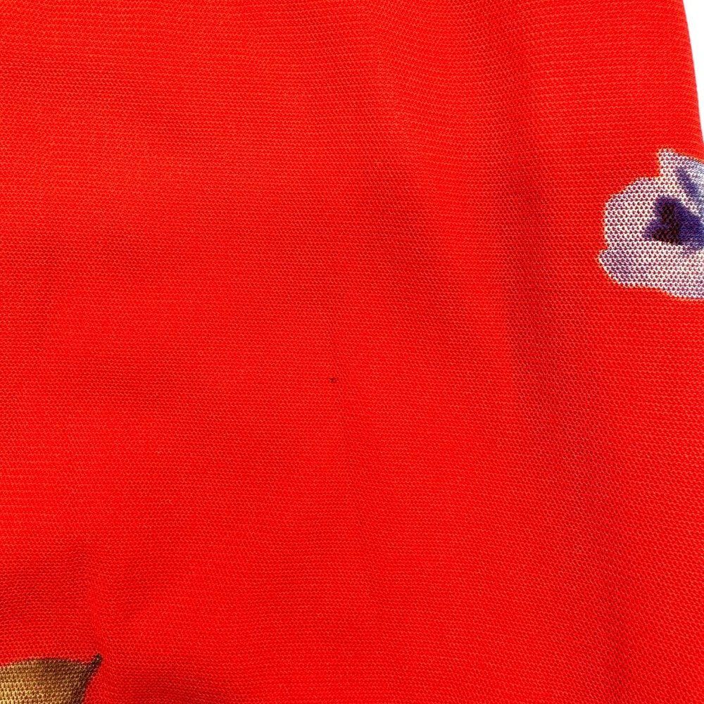 Red Floral Print Mesh Dress (S) - Picture 8 of 8